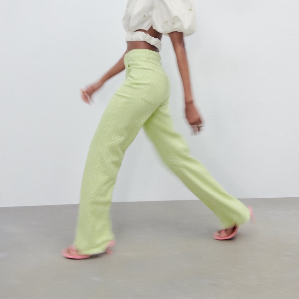 Zara Green Checkered Trousers